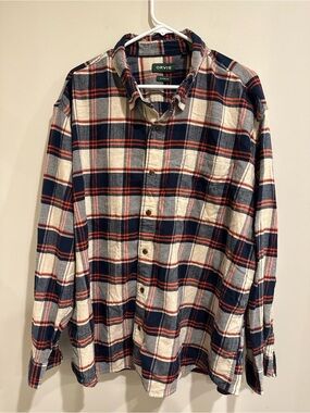 Orvis Men's Navy & Cream Plaid Button-Up Shirt